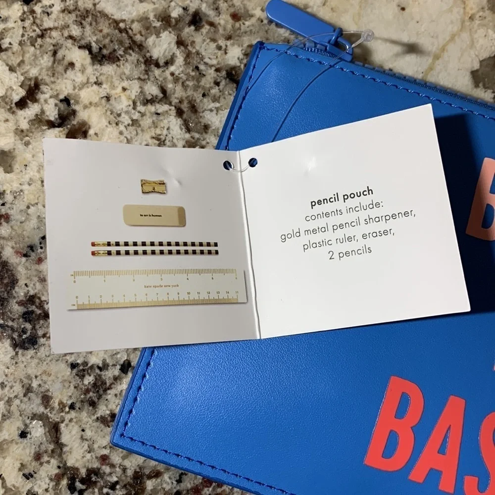 Kate Spade New York Pencil Pouch Including 2 Pencils, Sharpener, Eraser & Ruler
